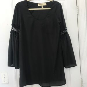 Black Boho Bell Sleeve Dress